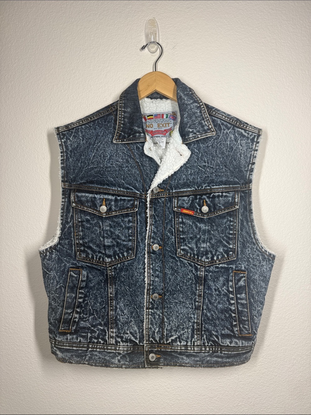 Vintage Jordache Sherpa Lined acid Wash Denim Vest